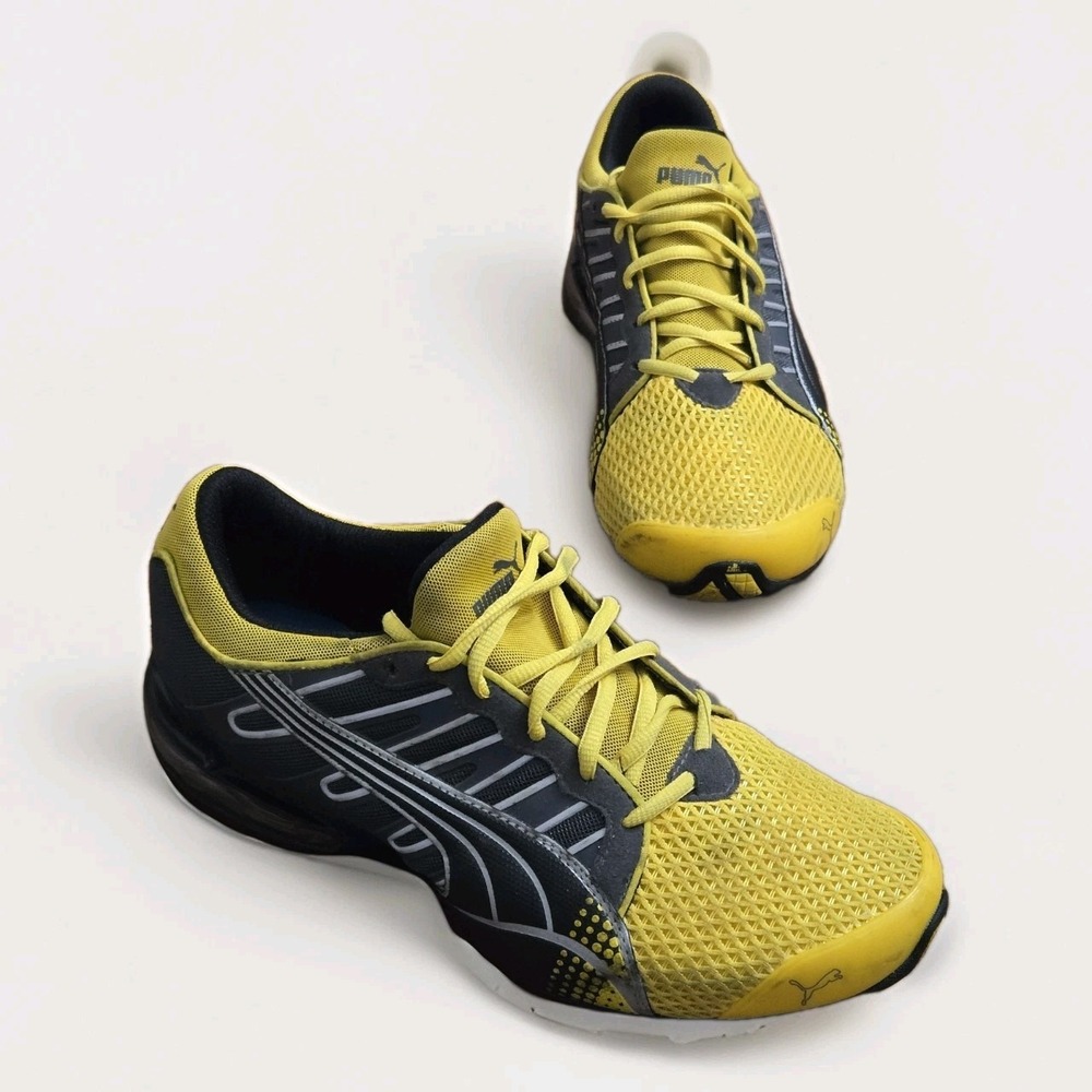 PUMA 10Cell Running‎ Cross Yellow Gray Black Training Shoes Women's Size 8